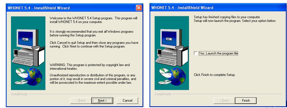 Figure 8.  Installing WHONET and BacLink